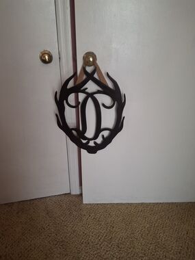 Vintage  Wooden Black Decorative D Monogram Wall Hanging
